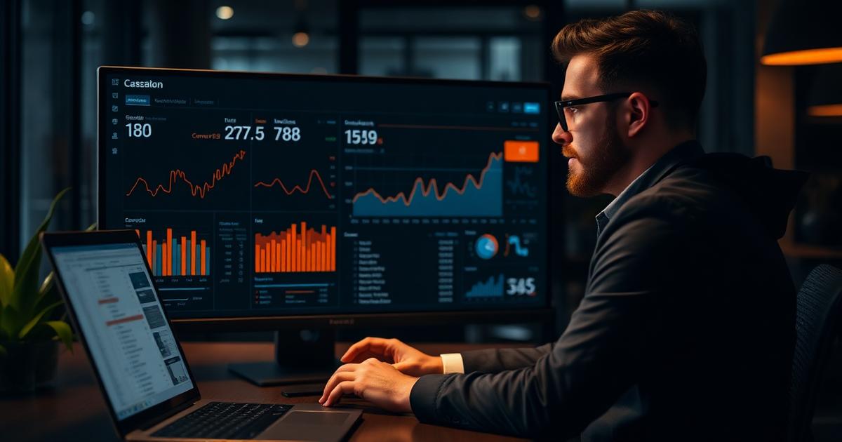 Gestor analisando métricas de conversão e gargalos do funil de vendas B2B