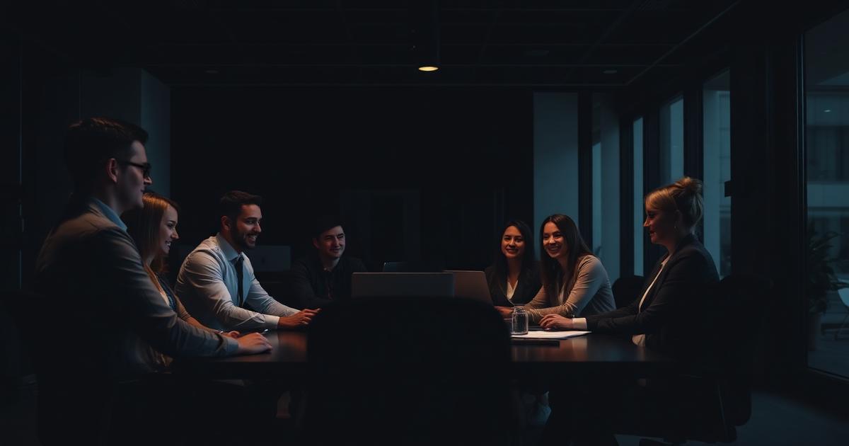 Time comercial em reunião de alinhamento e organização operacional em escritório moderno